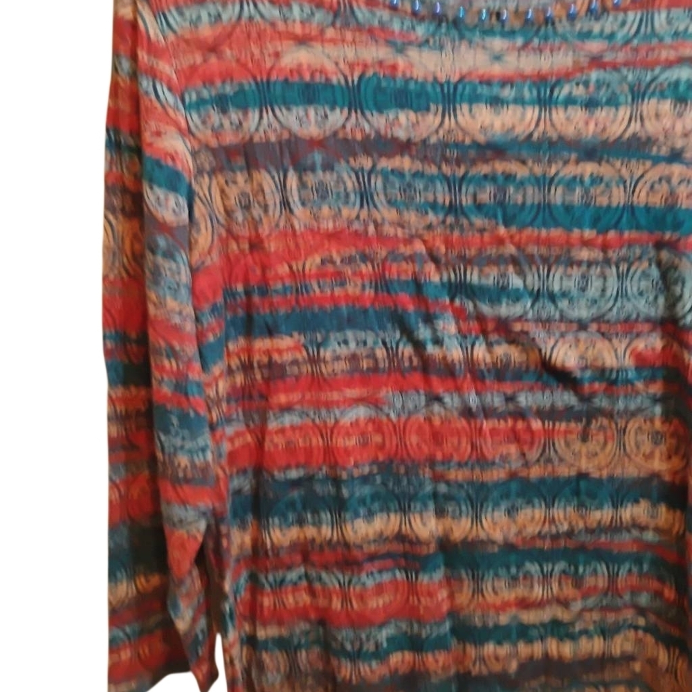 Ruby Rd. Multicolor Patterned Long Sleeve Top - Picture 7 of 11